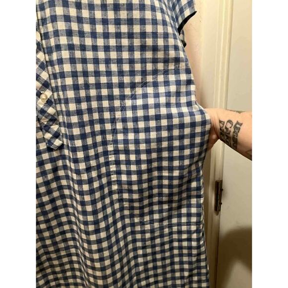 Vintage 1960s Ble White Checkered House Dress Size 12 - Picture 3 of 4